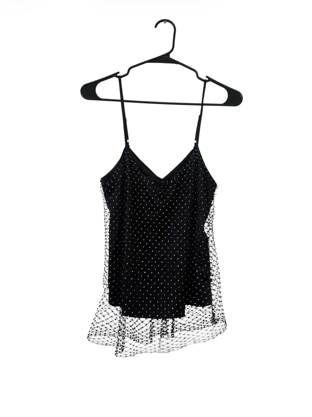 Lulu's rhinestone fishnet Beaded Mesh Cami